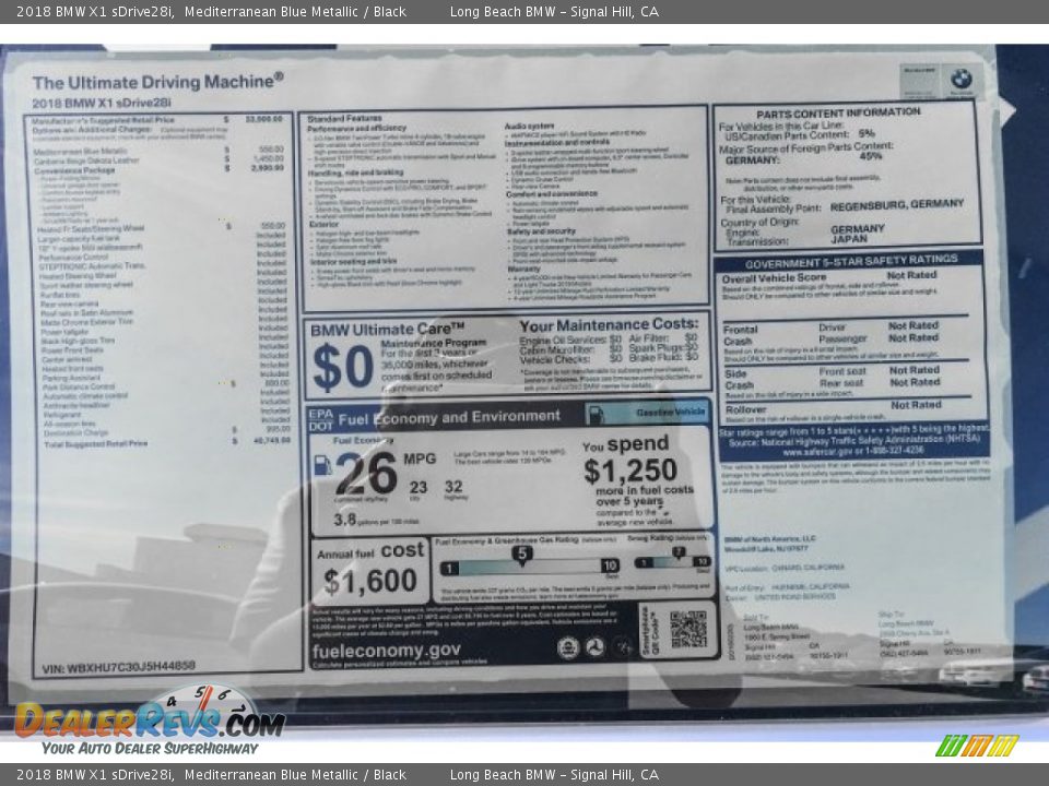 2018 BMW X1 sDrive28i Mediterranean Blue Metallic / Black Photo #10