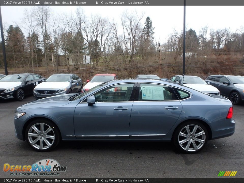 2017 Volvo S90 T6 AWD Mussel Blue Metallic / Blonde Photo #6