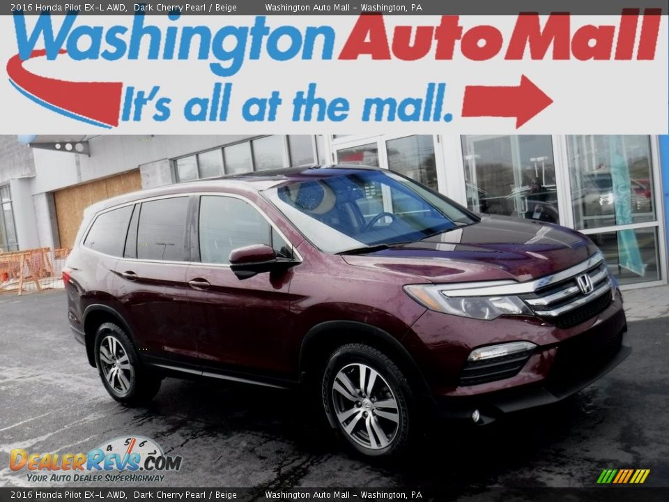 2016 Honda Pilot EX-L AWD Dark Cherry Pearl / Beige Photo #1