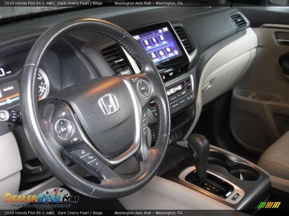 2016 Honda Pilot EX-L AWD Dark Cherry Pearl / Beige Photo #12