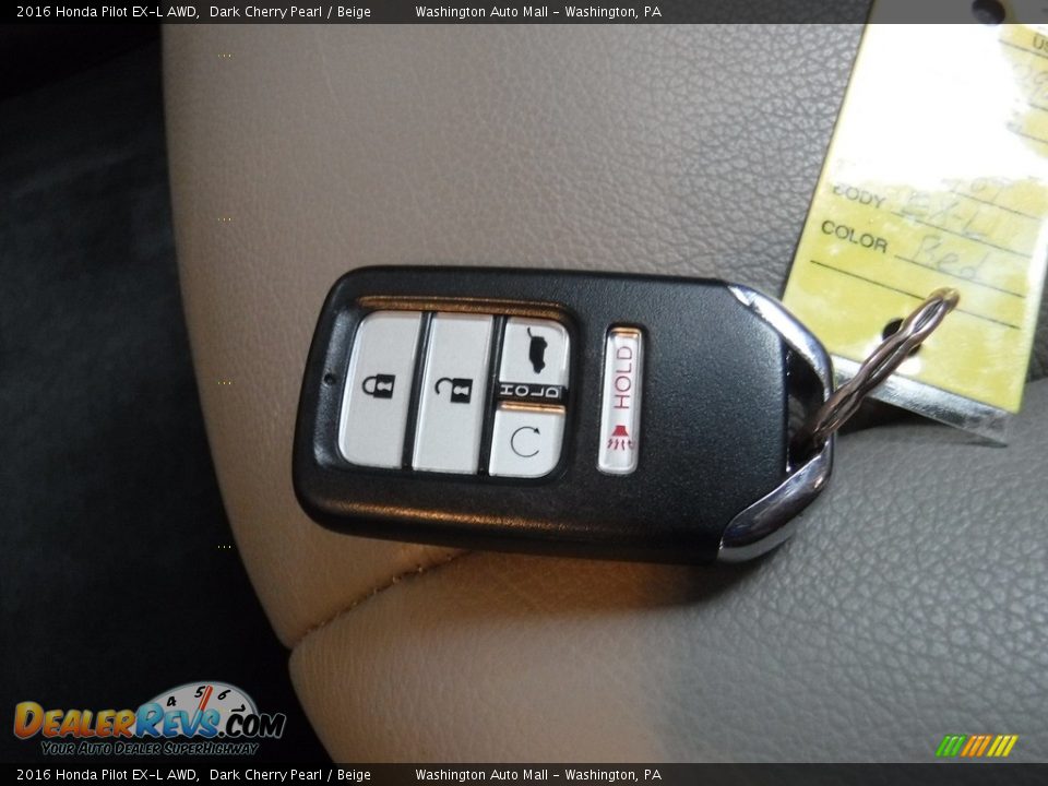 2016 Honda Pilot EX-L AWD Dark Cherry Pearl / Beige Photo #30