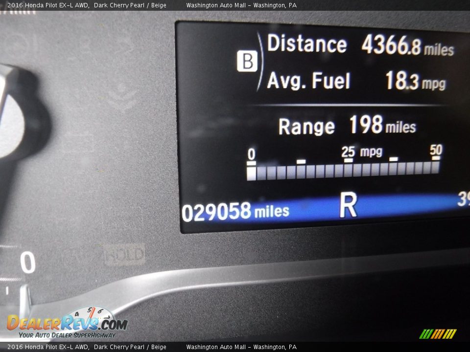 2016 Honda Pilot EX-L AWD Dark Cherry Pearl / Beige Photo #33