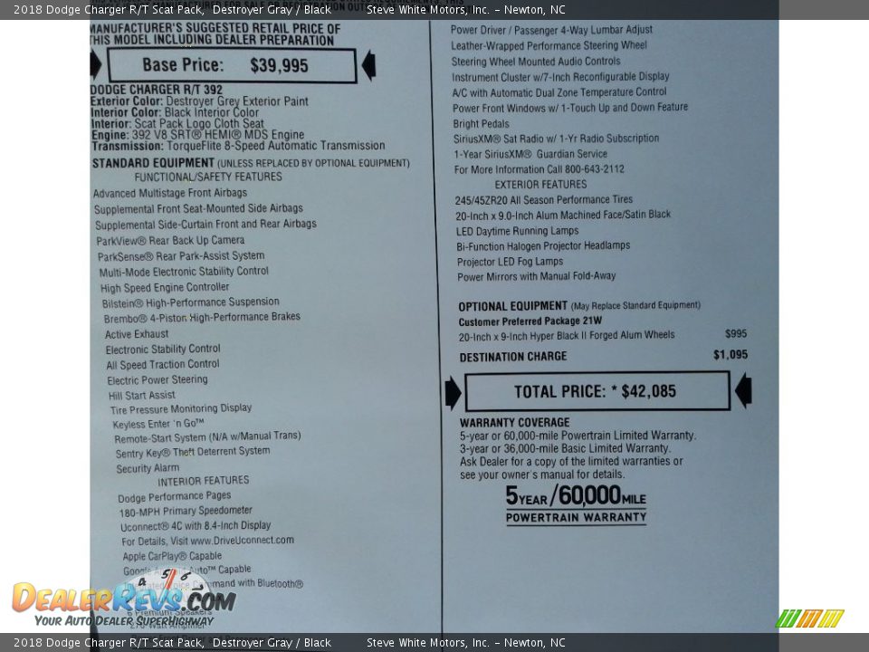 2018 Dodge Charger R/T Scat Pack Destroyer Gray / Black Photo #35