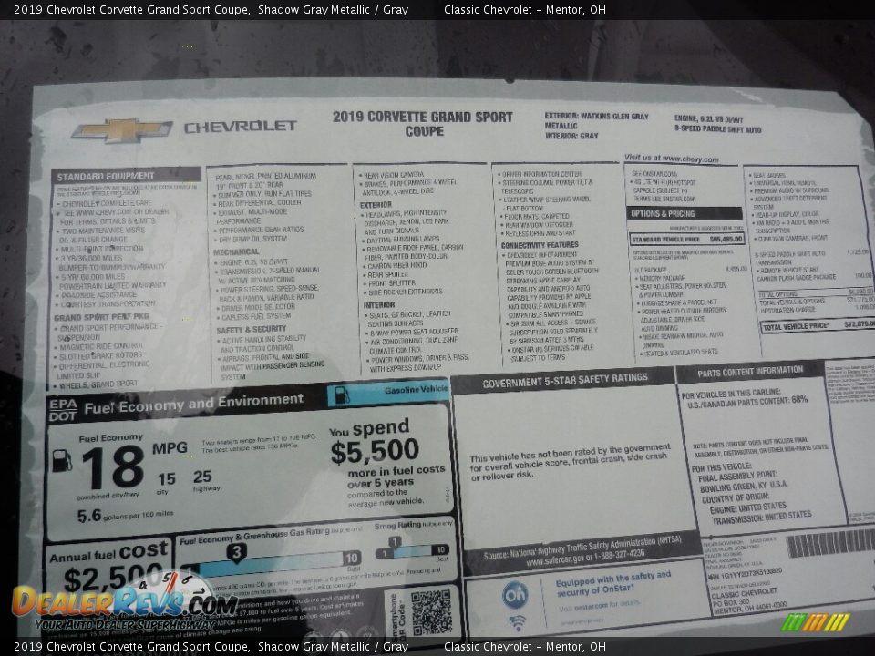 2019 Chevrolet Corvette Grand Sport Coupe Shadow Gray Metallic / Gray Photo #7