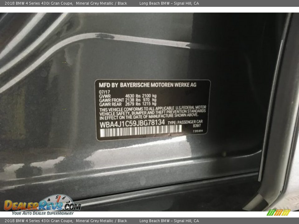 2018 BMW 4 Series 430i Gran Coupe Mineral Grey Metallic / Black Photo #22