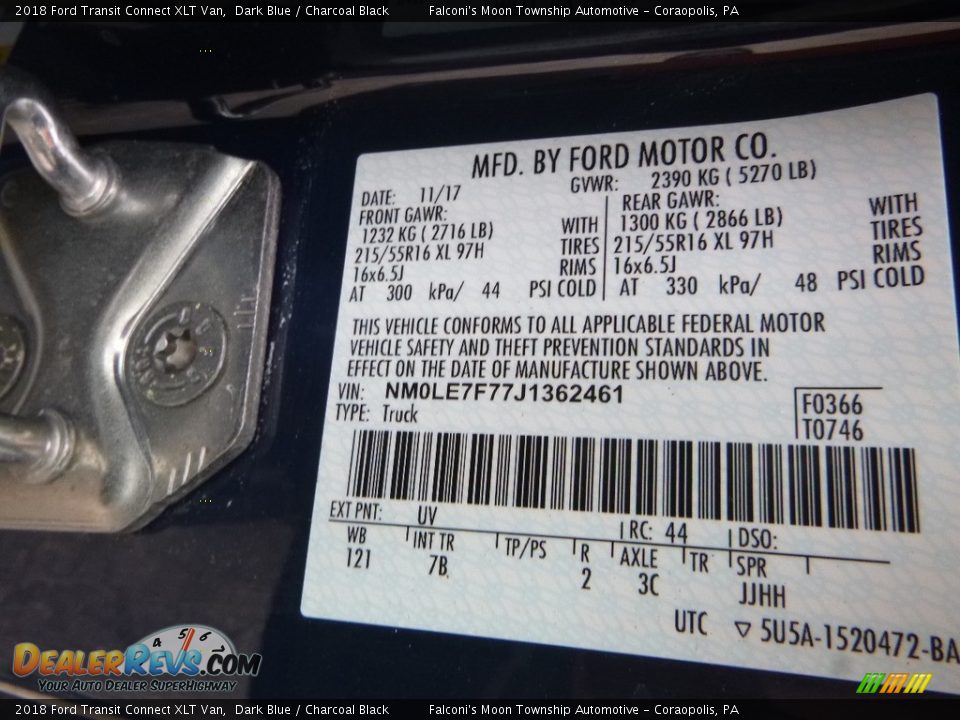 2018 Ford Transit Connect XLT Van Dark Blue / Charcoal Black Photo #10
