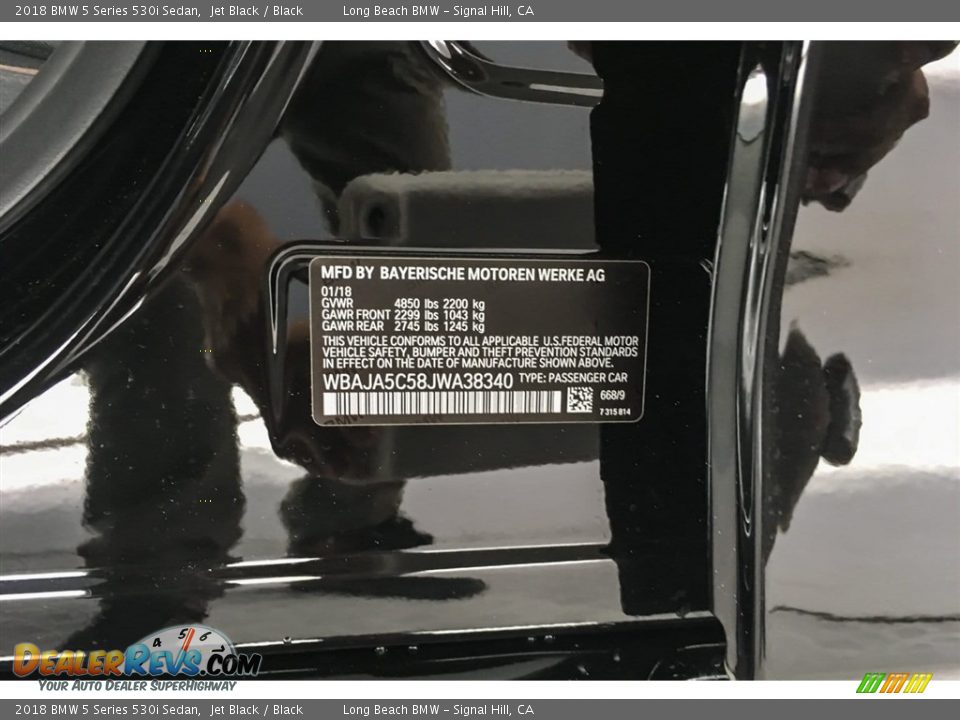 2018 BMW 5 Series 530i Sedan Jet Black / Black Photo #11