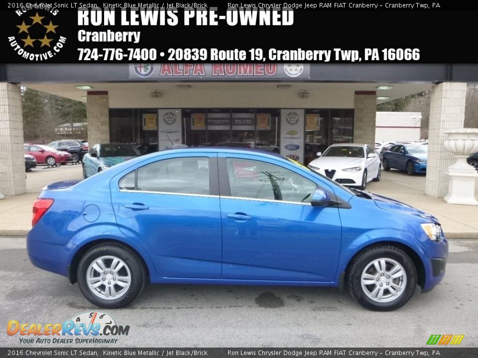 2016 Chevrolet Sonic LT Sedan Kinetic Blue Metallic / Jet Black/Brick Photo #1