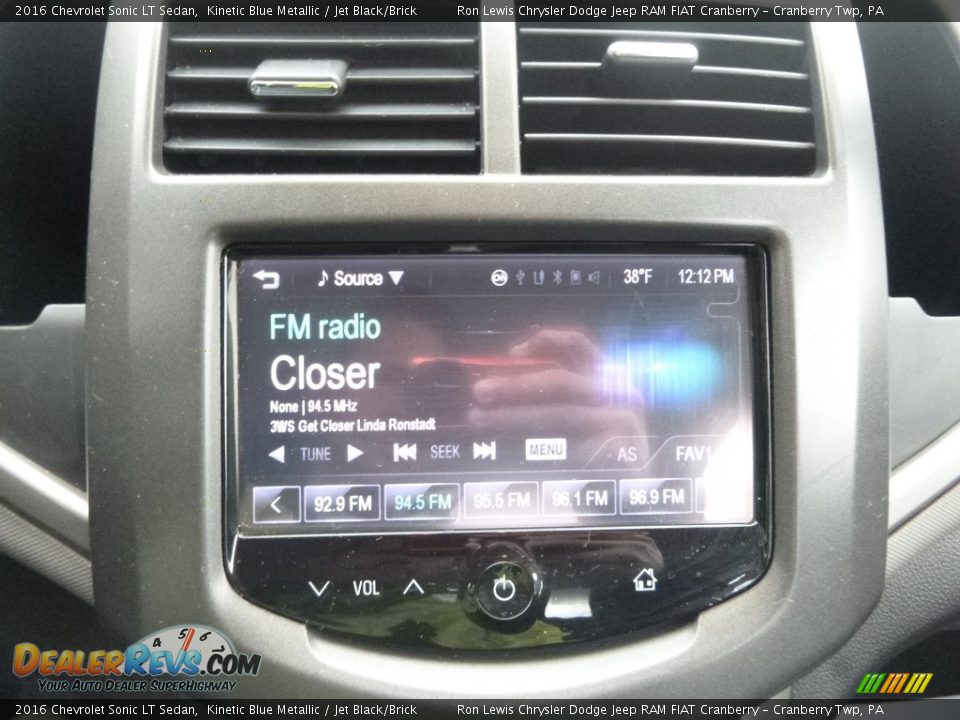 2016 Chevrolet Sonic LT Sedan Kinetic Blue Metallic / Jet Black/Brick Photo #18