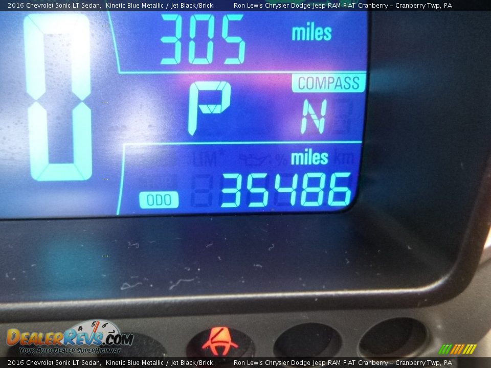 2016 Chevrolet Sonic LT Sedan Kinetic Blue Metallic / Jet Black/Brick Photo #19