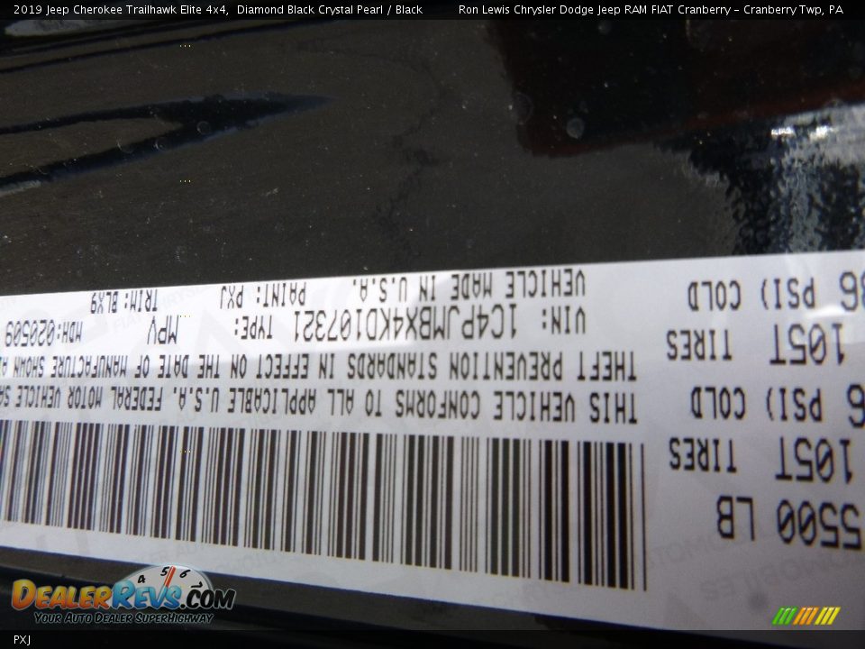 Jeep Color Code PXJ Diamond Black Crystal Pearl