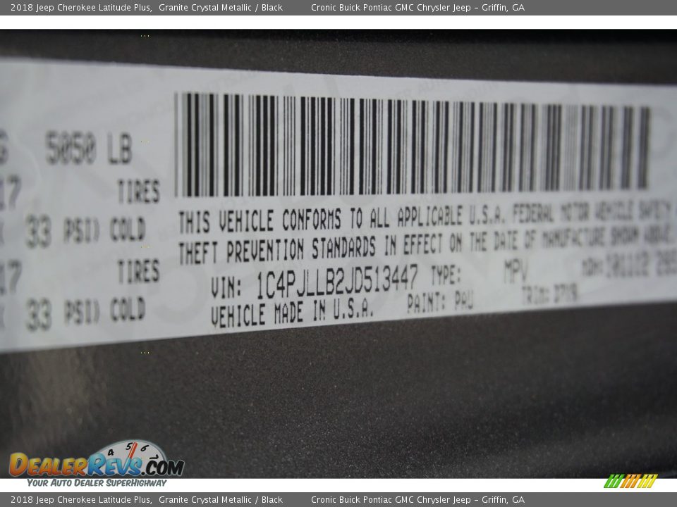 2018 Jeep Cherokee Latitude Plus Granite Crystal Metallic / Black Photo #14