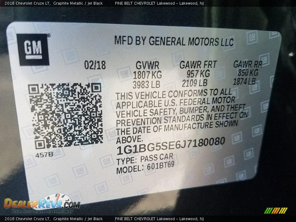 2018 Chevrolet Cruze LT Graphite Metallic / Jet Black Photo #9