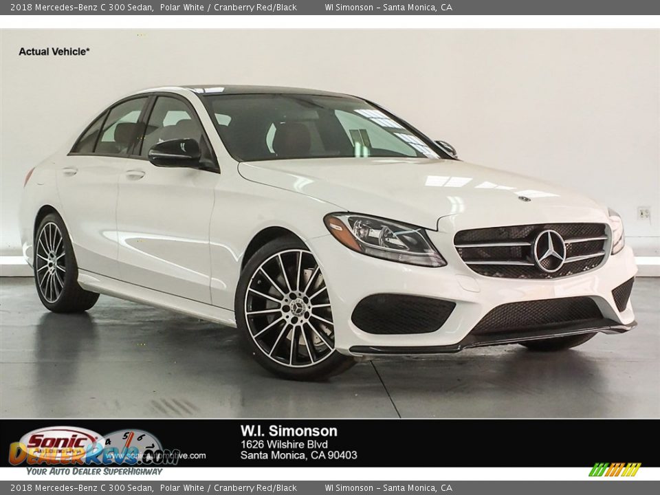 2018 Mercedes-Benz C 300 Sedan Polar White / Cranberry Red/Black Photo #3