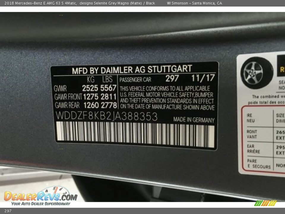 Mercedes-Benz Color Code 297 designo Selenite Grey Magno (Matte)