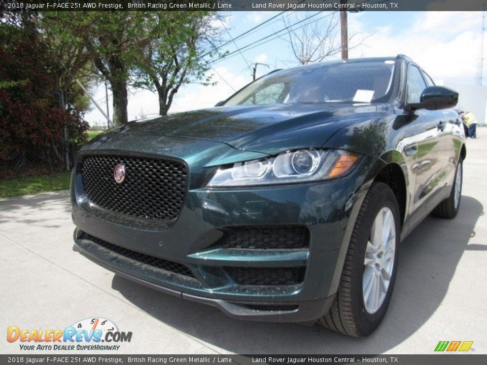2018 Jaguar F-PACE 25t AWD Prestige British Racing Green Metallic / Latte Photo #9