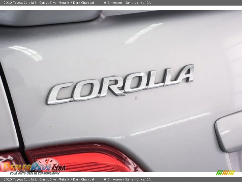 2010 Toyota Corolla S Classic Silver Metallic / Dark Charcoal Photo #7
