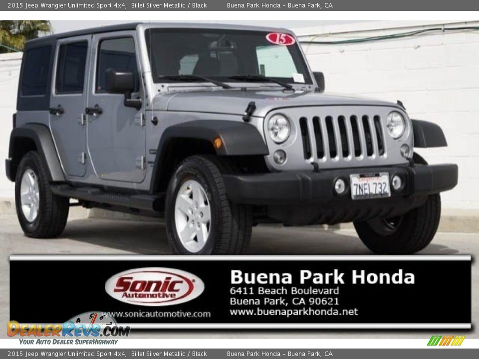 2015 Jeep Wrangler Unlimited Sport 4x4 Billet Silver Metallic / Black Photo #1