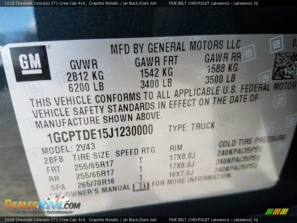 2018 Chevrolet Colorado Z71 Crew Cab 4x4 Graphite Metallic / Jet Black/Dark Ash Photo #9