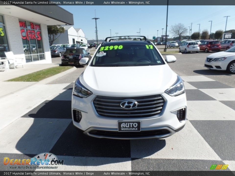 2017 Hyundai Santa Fe Limited Ultimate Monaco White / Beige Photo #2