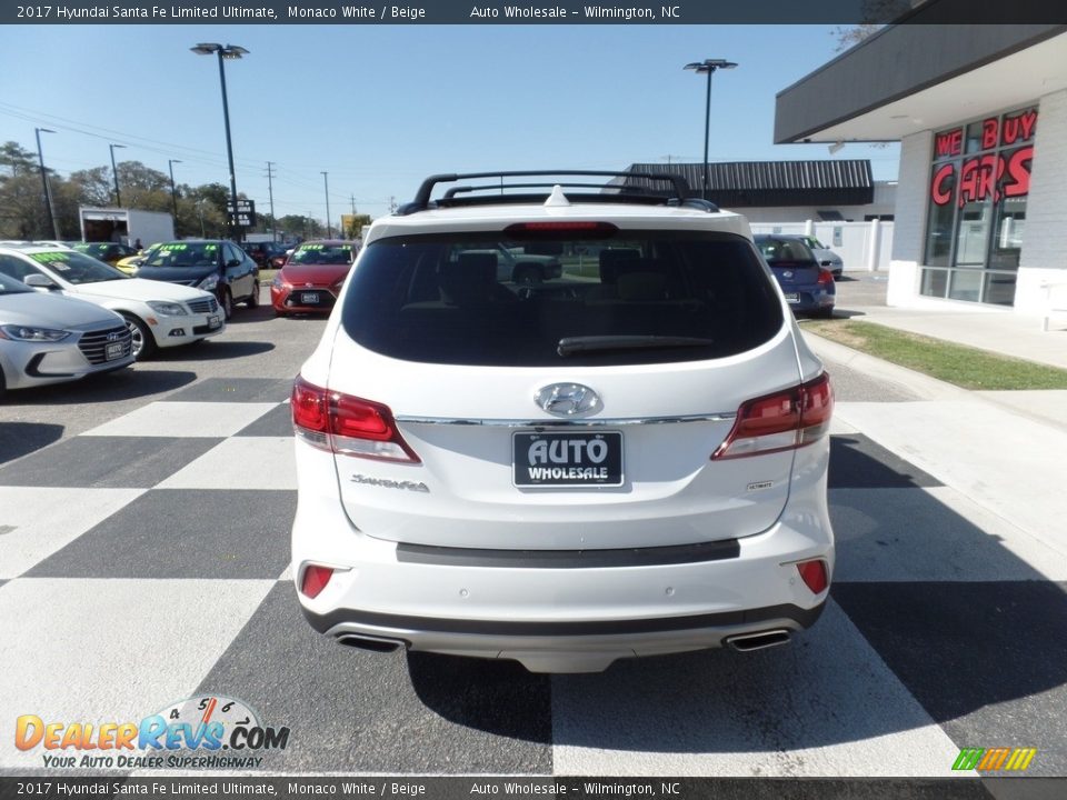 2017 Hyundai Santa Fe Limited Ultimate Monaco White / Beige Photo #4