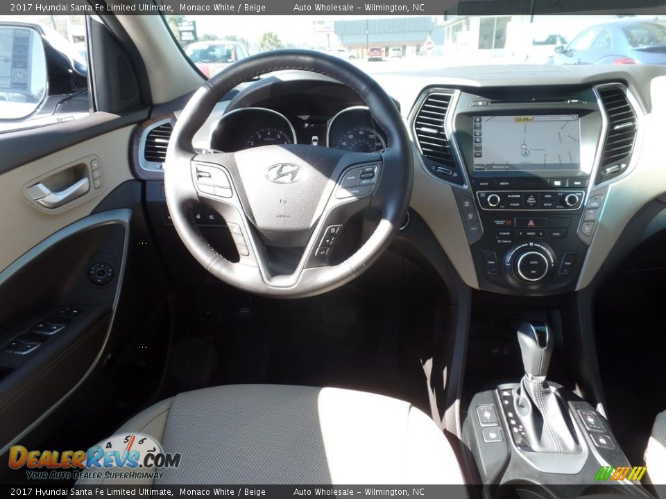2017 Hyundai Santa Fe Limited Ultimate Monaco White / Beige Photo #15