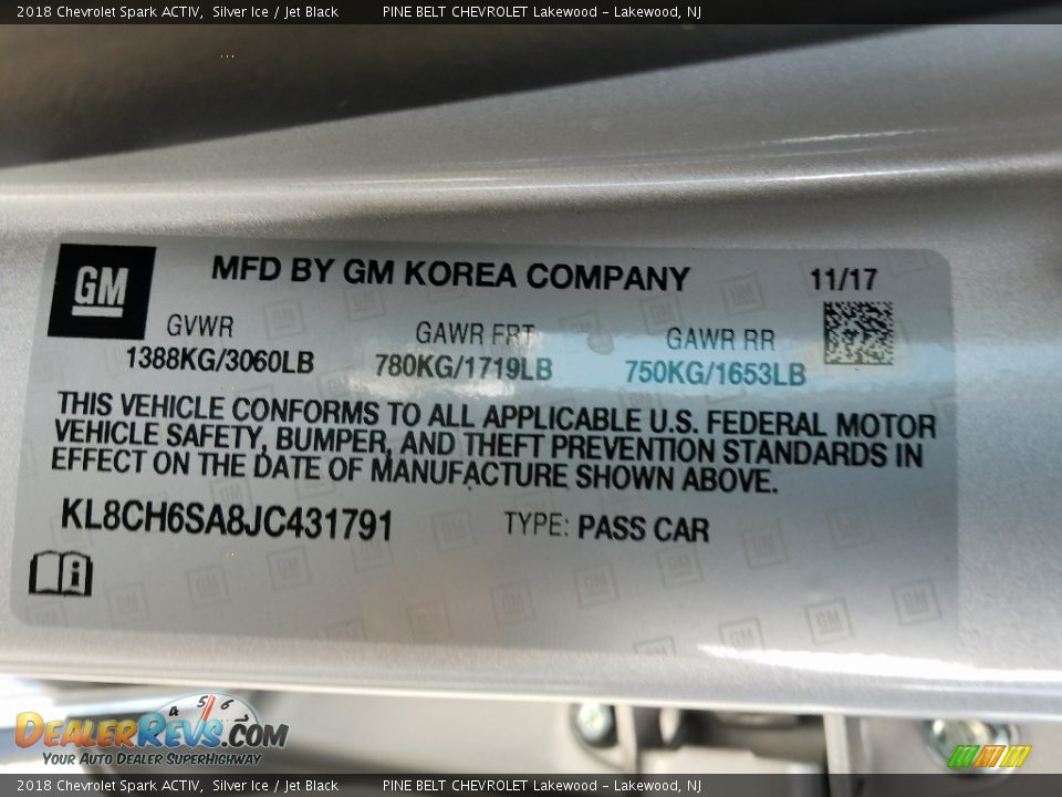 2018 Chevrolet Spark ACTIV Silver Ice / Jet Black Photo #9