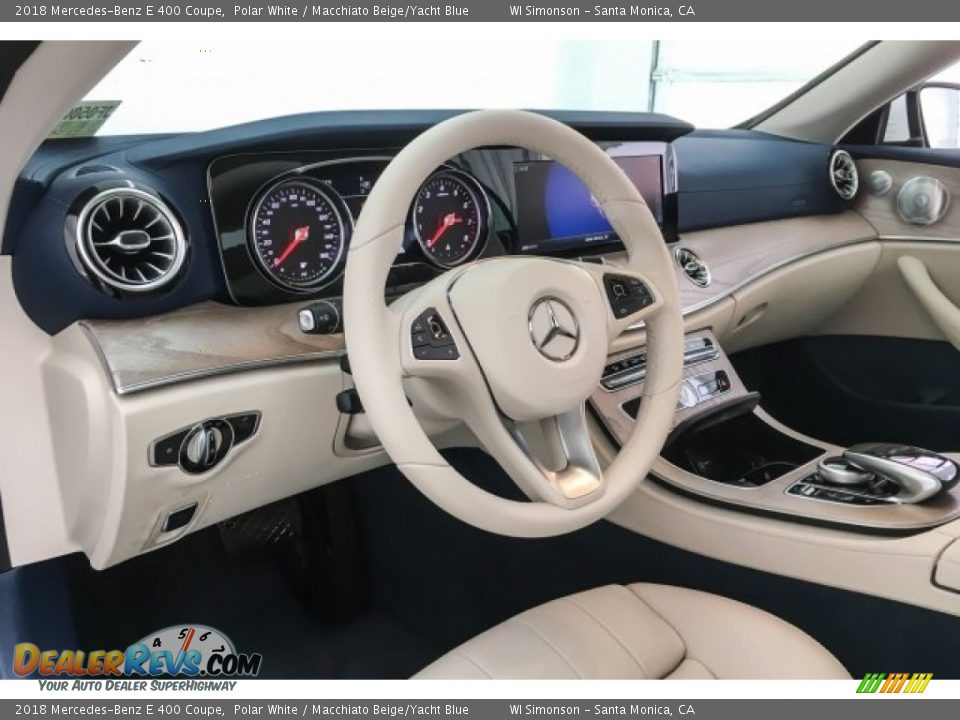 2018 Mercedes-Benz E 400 Coupe Polar White / Macchiato Beige/Yacht Blue Photo #5