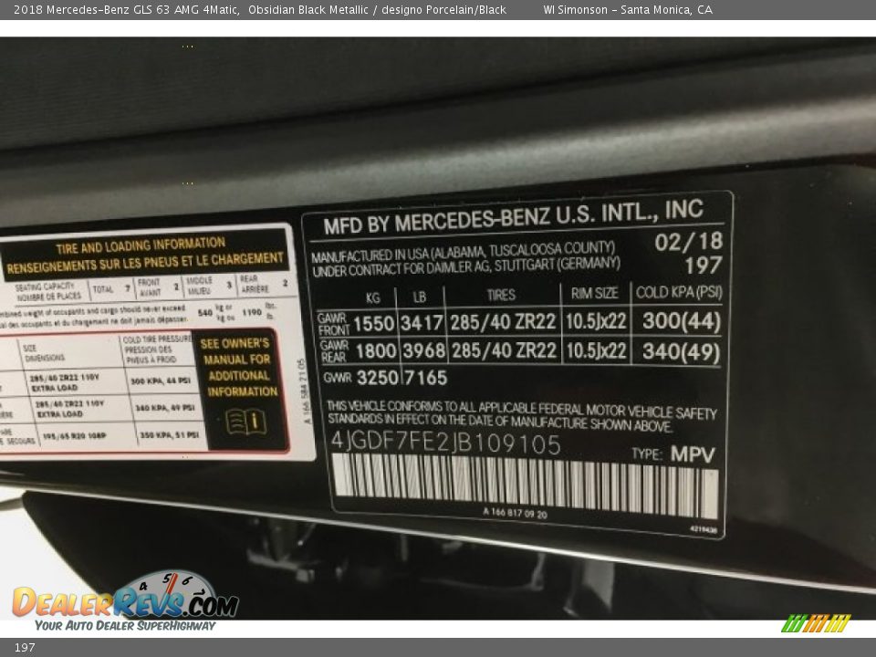 Mercedes-Benz Color Code 197 Obsidian Black Metallic