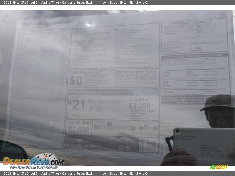 2018 BMW X5 sDrive35i Alpine White / Canberra Beige/Black Photo #10