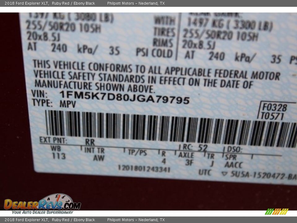 2018 Ford Explorer XLT Ruby Red / Ebony Black Photo #34