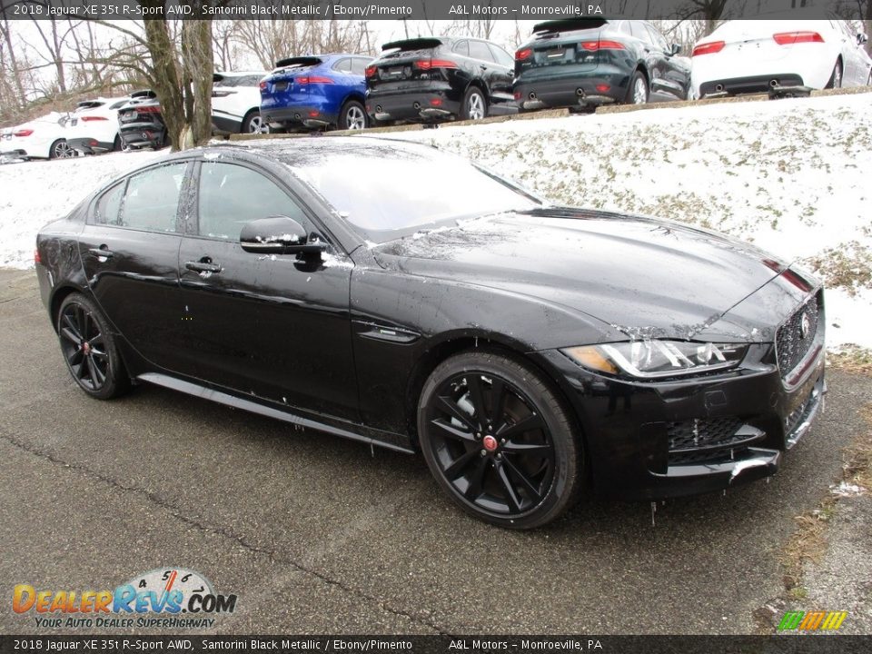 2018 Jaguar XE 35t R-Sport AWD Santorini Black Metallic / Ebony/Pimento Photo #1