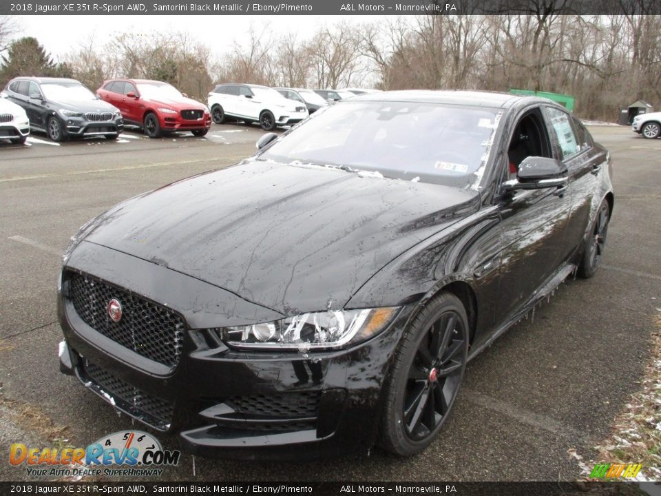 2018 Jaguar XE 35t R-Sport AWD Santorini Black Metallic / Ebony/Pimento Photo #8