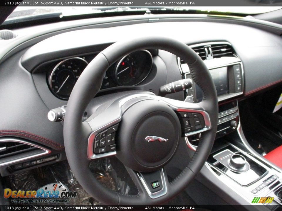 2018 Jaguar XE 35t R-Sport AWD Santorini Black Metallic / Ebony/Pimento Photo #15