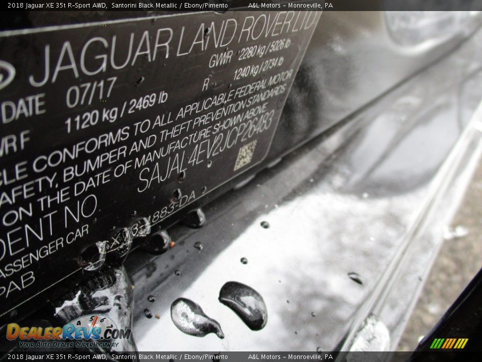2018 Jaguar XE 35t R-Sport AWD Santorini Black Metallic / Ebony/Pimento Photo #19