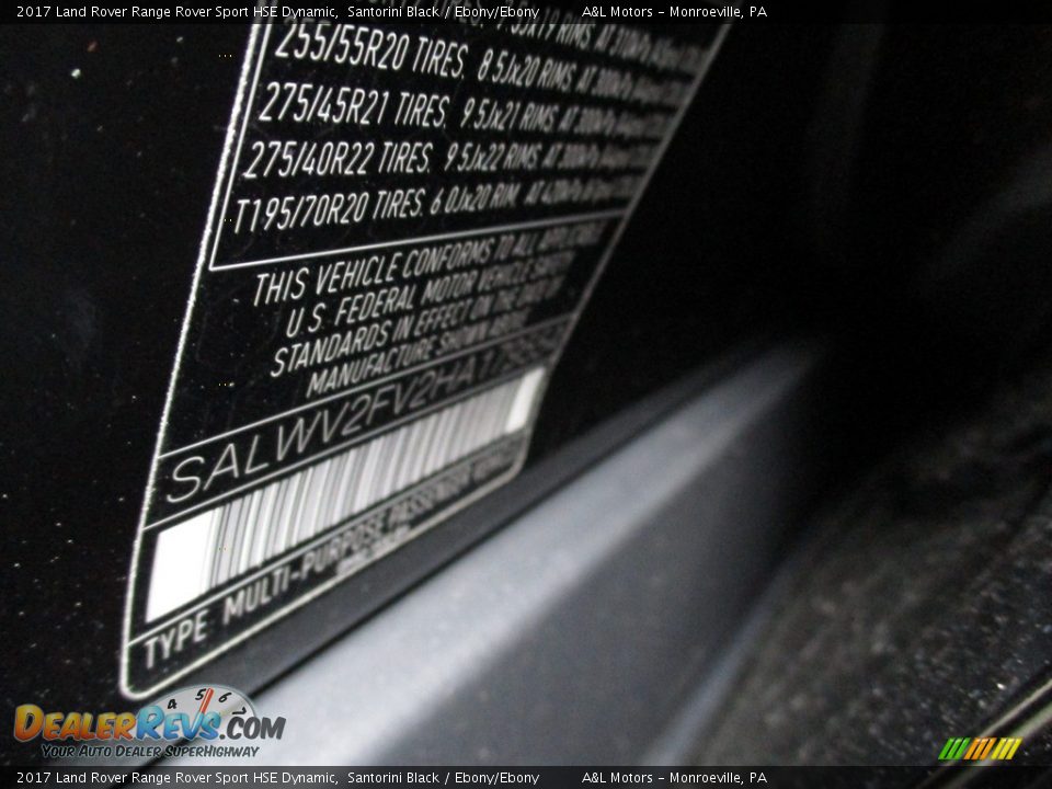 2017 Land Rover Range Rover Sport HSE Dynamic Santorini Black / Ebony/Ebony Photo #19