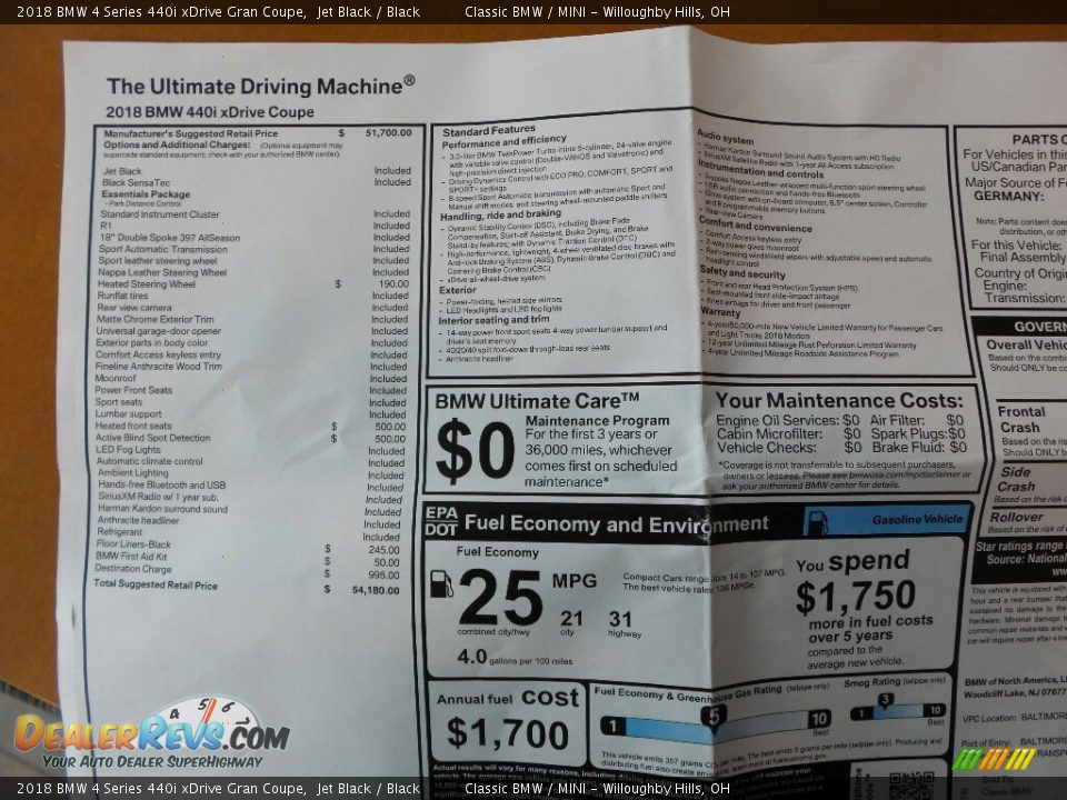 2018 BMW 4 Series 440i xDrive Gran Coupe Jet Black / Black Photo #8