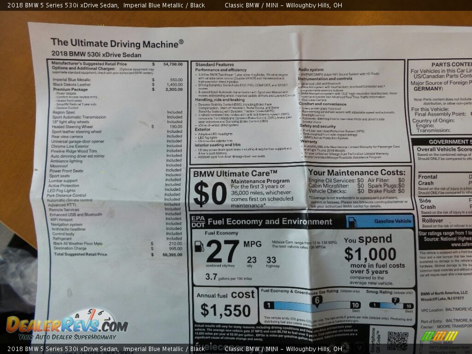 2018 BMW 5 Series 530i xDrive Sedan Imperial Blue Metallic / Black Photo #8