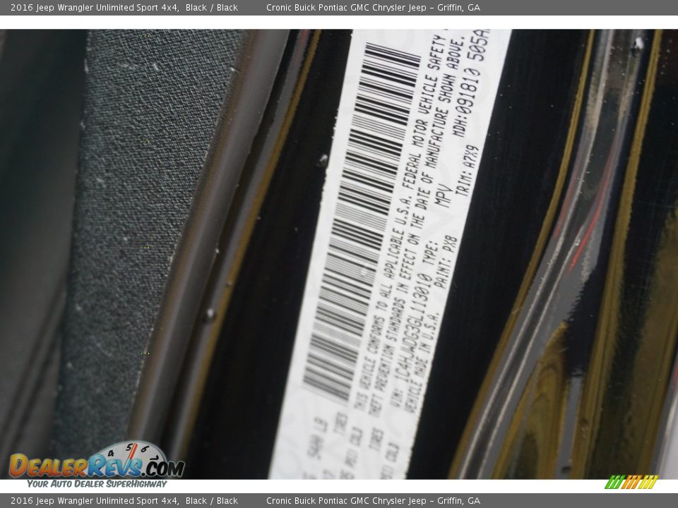 2016 Jeep Wrangler Unlimited Sport 4x4 Black / Black Photo #21