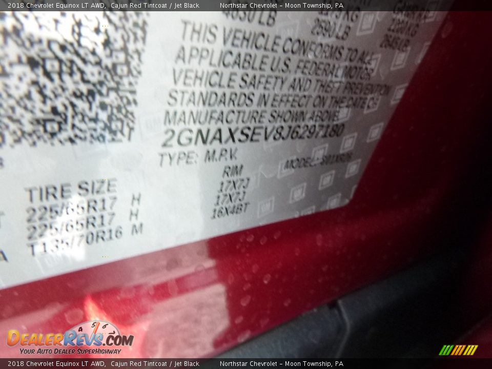 2018 Chevrolet Equinox LT AWD Cajun Red Tintcoat / Jet Black Photo #16