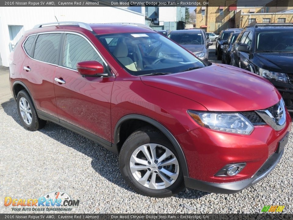 2016 Nissan Rogue SV AWD Cayenne Red / Almond Photo #4