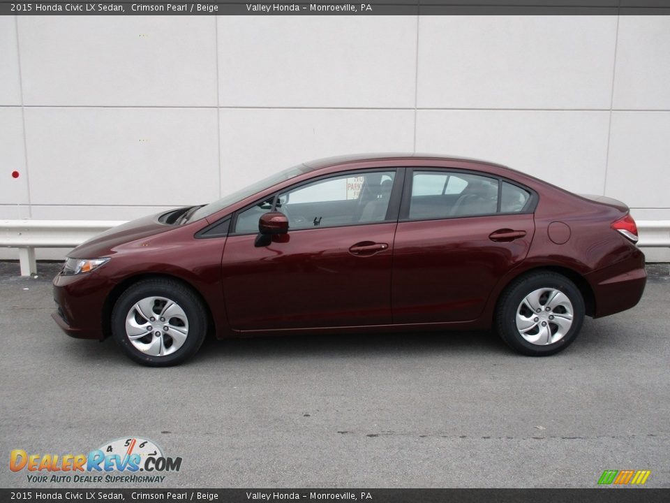 2015 Honda Civic LX Sedan Crimson Pearl / Beige Photo #2