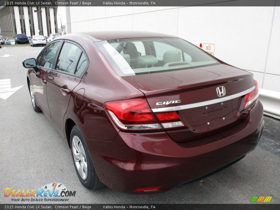 2015 Honda Civic LX Sedan Crimson Pearl / Beige Photo #3