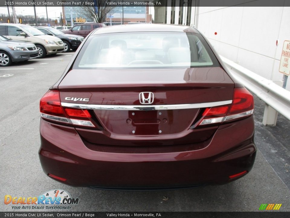 2015 Honda Civic LX Sedan Crimson Pearl / Beige Photo #4