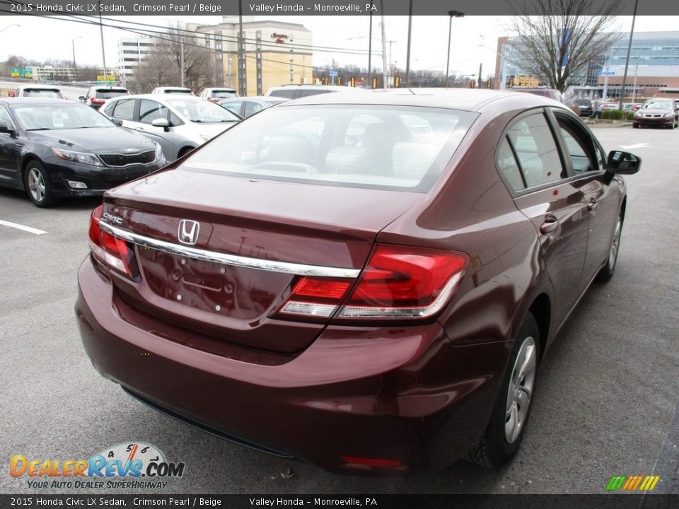 2015 Honda Civic LX Sedan Crimson Pearl / Beige Photo #5