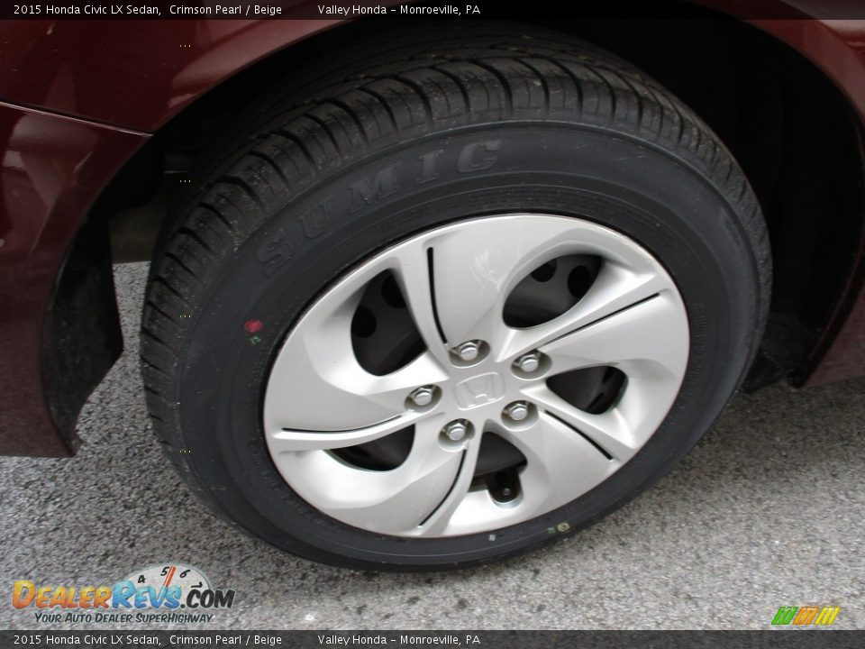 2015 Honda Civic LX Sedan Crimson Pearl / Beige Photo #6