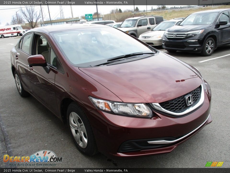 2015 Honda Civic LX Sedan Crimson Pearl / Beige Photo #7