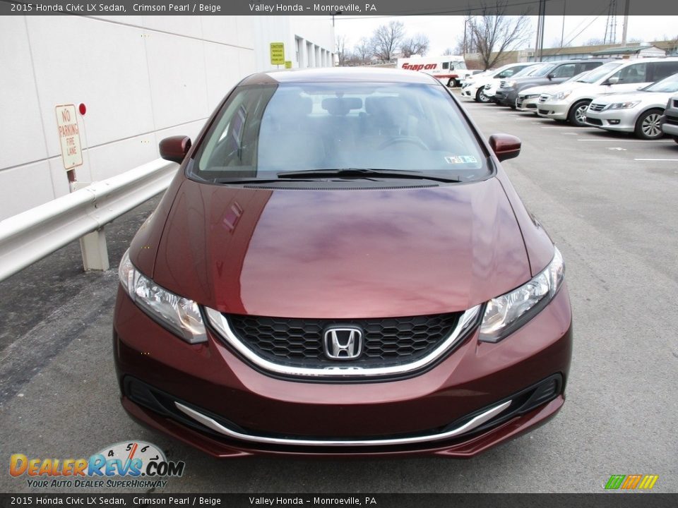 2015 Honda Civic LX Sedan Crimson Pearl / Beige Photo #8