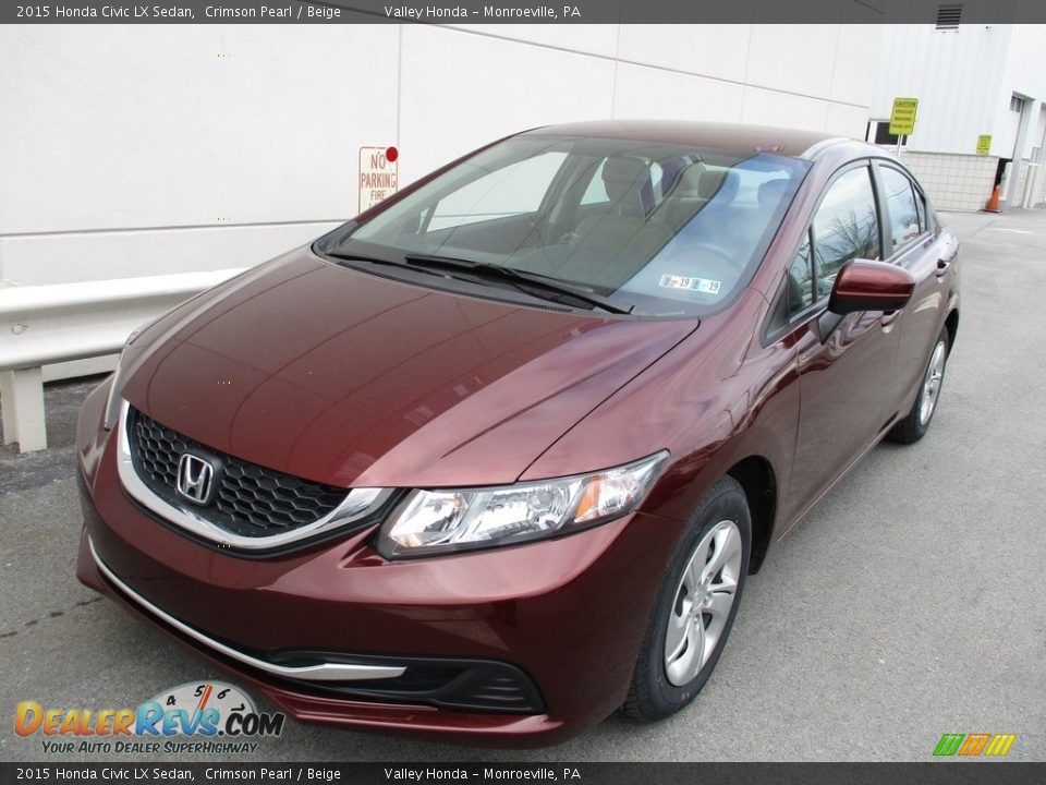 2015 Honda Civic LX Sedan Crimson Pearl / Beige Photo #9