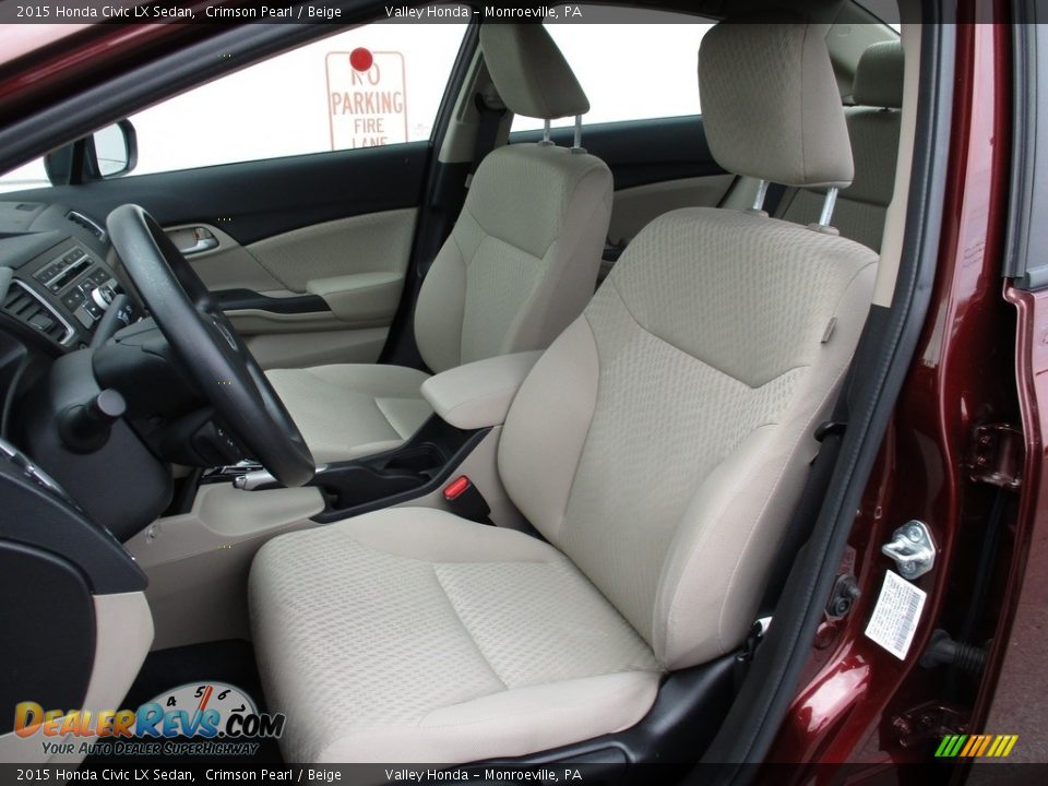 2015 Honda Civic LX Sedan Crimson Pearl / Beige Photo #11